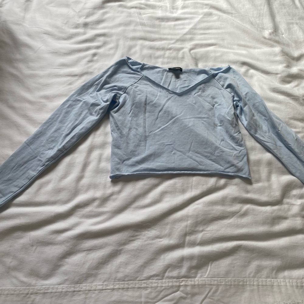 Wild Fable Sky Blue Long Sleeve Crop Top